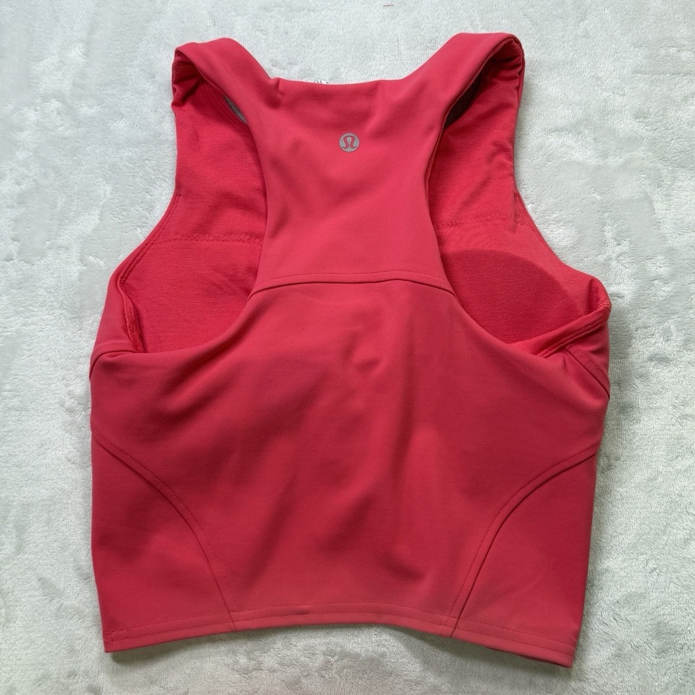LULULEMON Wunder Train Racerback Tank Crop Top WASHED MAUVE Padded Bra Pink SZ 4 - Picture 7 of 8